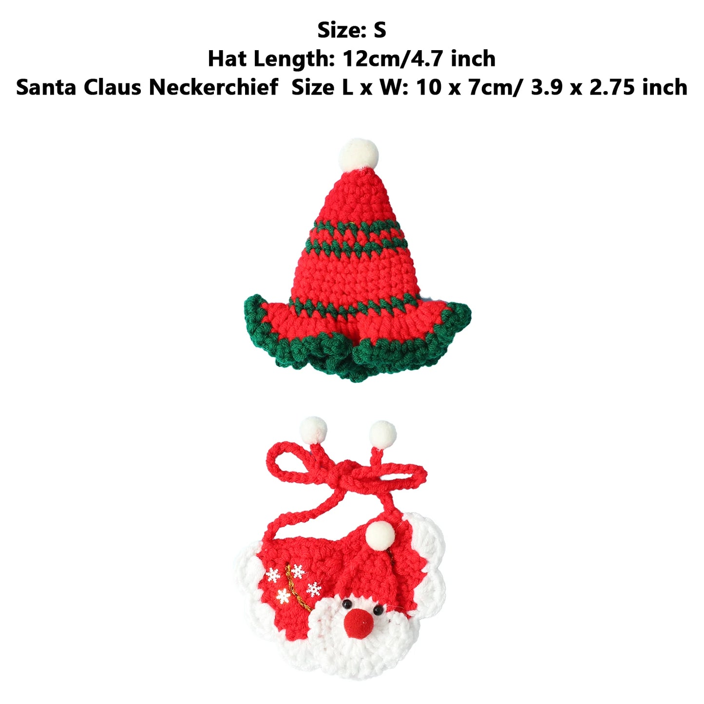 Christmas Pet Hat Scarf Collar Xmas Cats Clothing Cute Pet Decor Knitted Neckerchief Bibs Set Cat Dog Costume Cats Dog Clothes