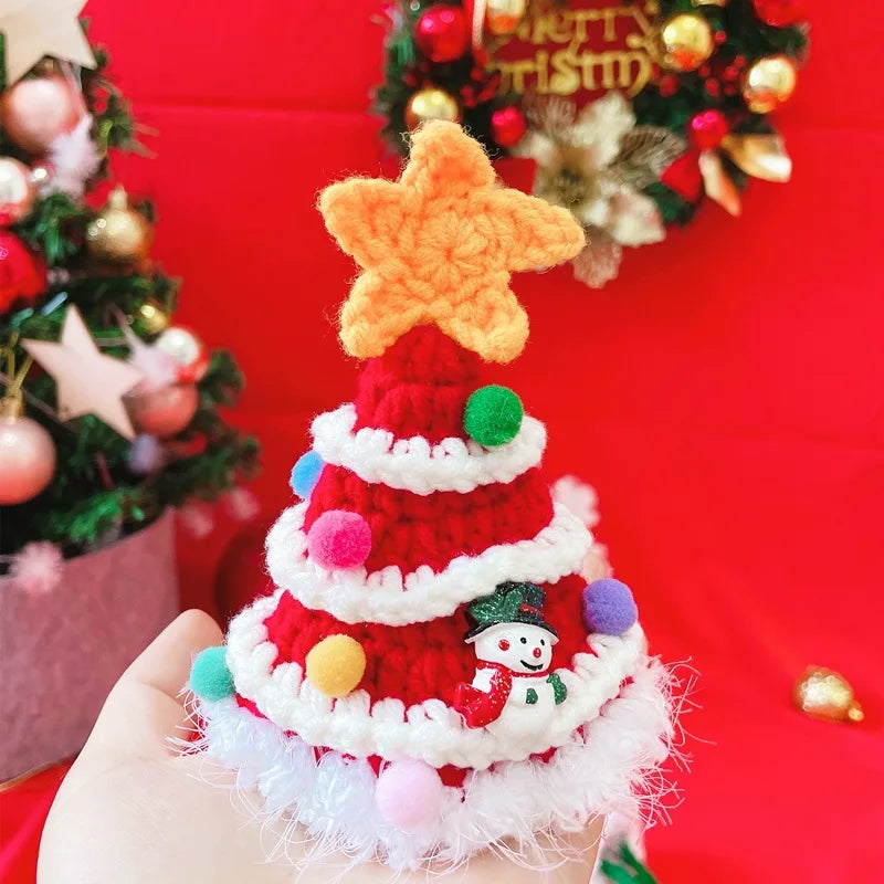 Crocheted Star Christmas Tree Cat Collar for Festival Handmade Frenal Pompom Dog Puppy Pinny Scarf Snowman Kitten Accessories